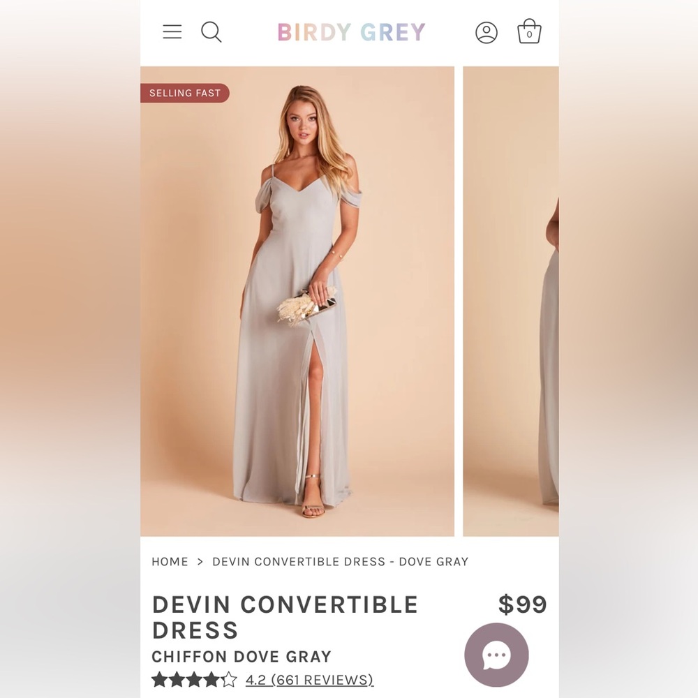 Birdy Grey Devin Convertible Dress in Chiffon Dove Gray